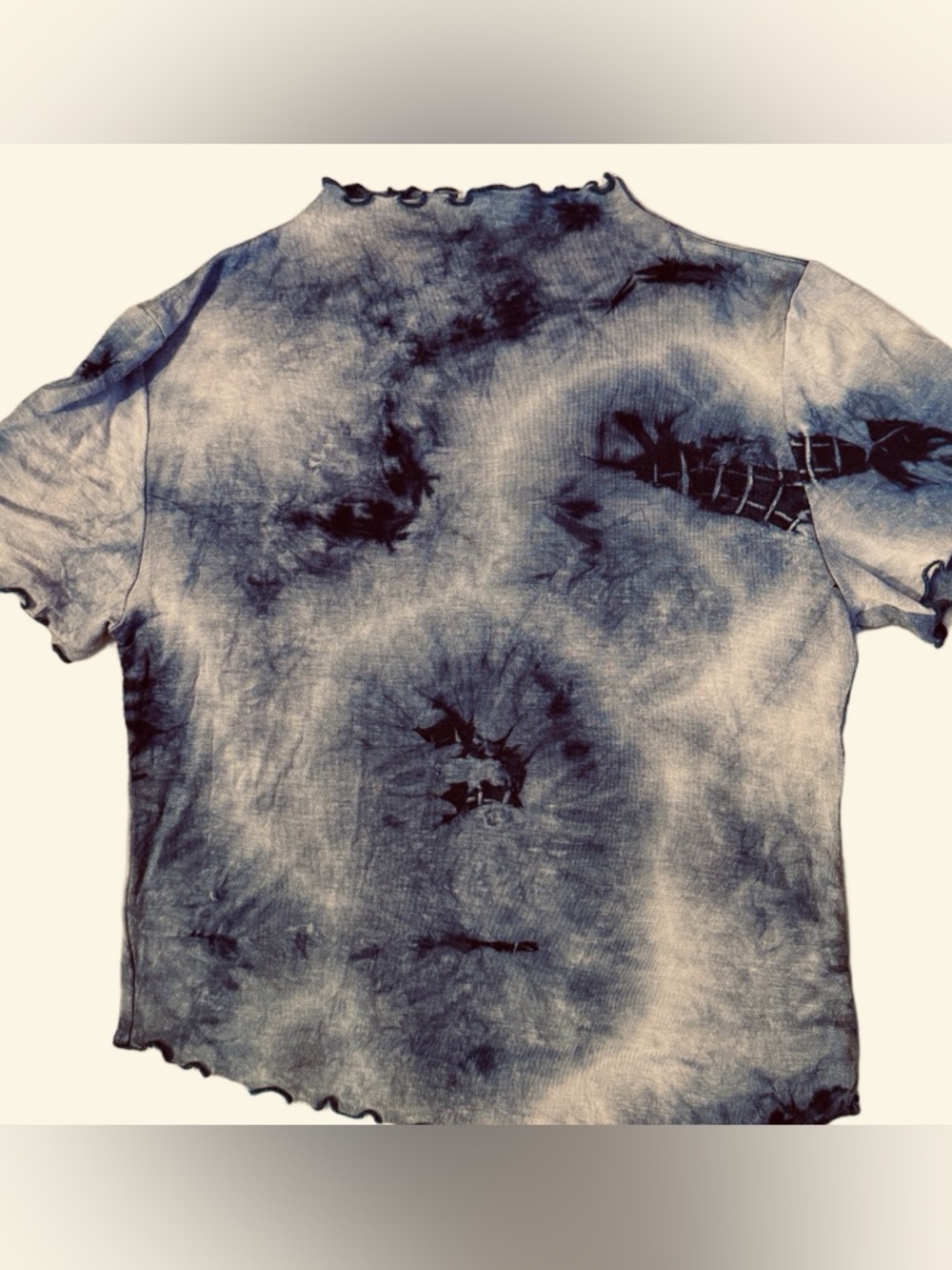 Antistar Blue tie dye short sleeve crop top